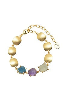 Gold Plated Fluorite & Amethyst Stone Bracelet