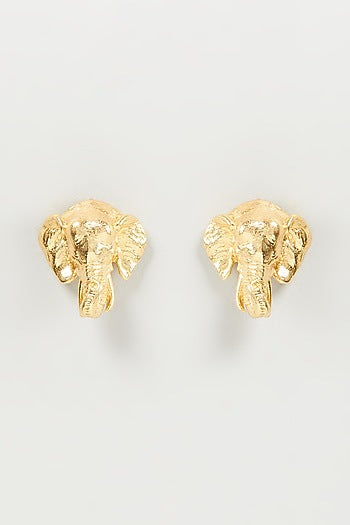 Gold Finish Statement Stud Earrings