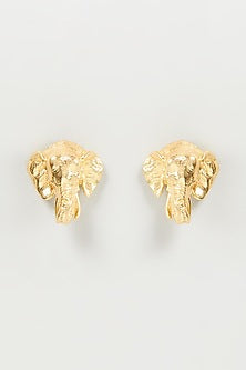 Gold Finish Statement Stud Earrings