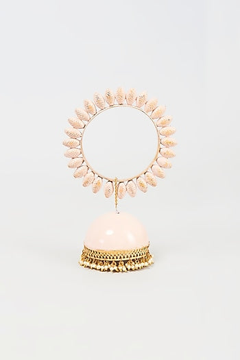 Gold Finish Enameled Jhumka Bangle