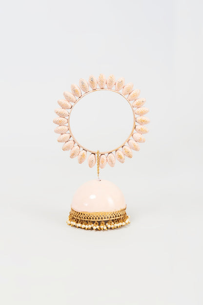 Gold Finish Enameled Jhumka Bangle
