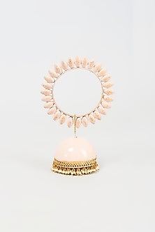 Gold Finish Enameled Jhumka Bangle