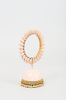Gold Finish Enameled Jhumka Bangle