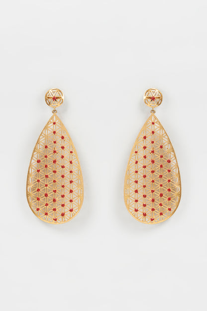 Gold Finish Meenakari Dangler Earrings