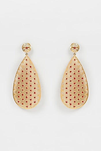 Gold Finish Meenakari Dangler Earrings