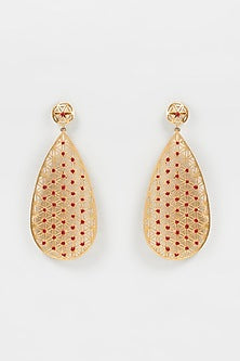 Gold Finish Meenakari Dangler Earrings