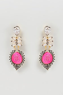 Gold Finish Crystal Dangler Earrings