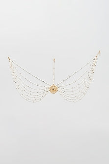 Gold Finish Pearl Beaded Head Accessory