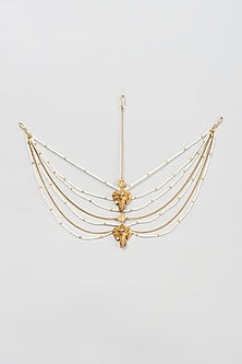 Gold Finish Pearl Beaded Head Accessory