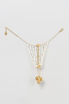 Gold Finish Pearl Beaded Head Accessory