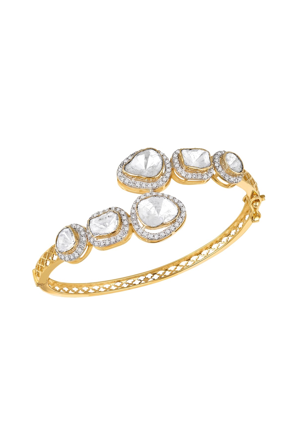 14kt Gold Finish Diamond & Kundan Polki Bracelet