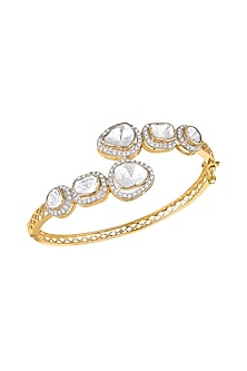 14kt Gold Finish Diamond & Kundan Polki Bracelet