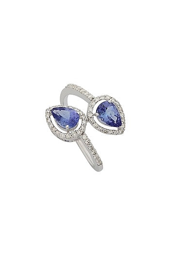 18kt Gold Finish Diamond & Tanzanite Ring