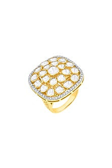 18kt Gold Finish Diamond & Syndicated Kundan Polki Ring