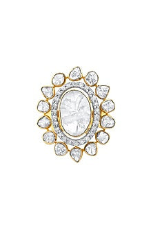 18kt Gold Finish Diamond & Polki Ring