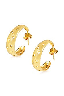 Gold Plated Handcrafted Hoop Earrings In Sterling Silver