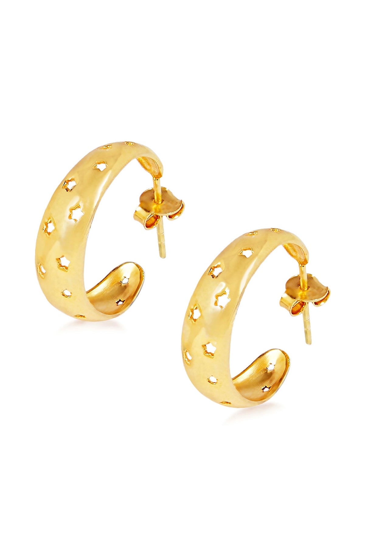 Gold Plated Handcrafted Hoop Earrings In Sterling Silver
