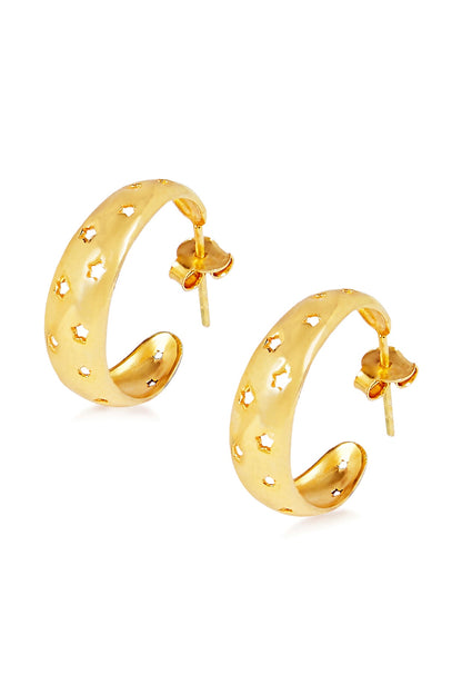 Gold Plated Handcrafted Hoop Earrings In Sterling Silver