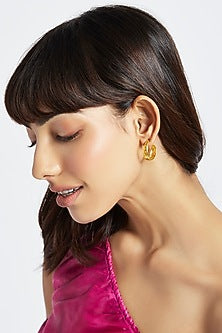 Gold Plated Handcrafted Hoop Earrings In Sterling Silver