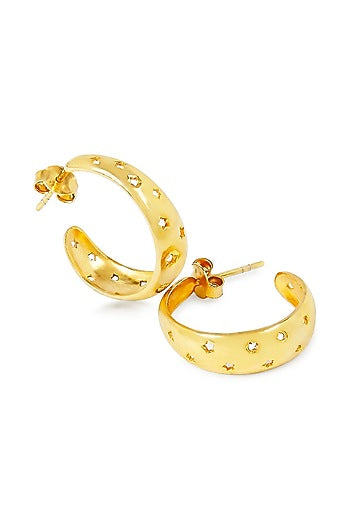 Gold Plated Handcrafted Hoop Earrings In Sterling Silver