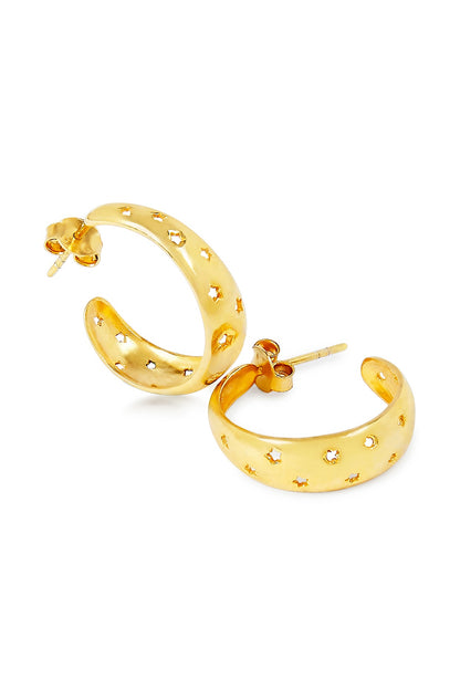 Gold Plated Handcrafted Hoop Earrings In Sterling Silver