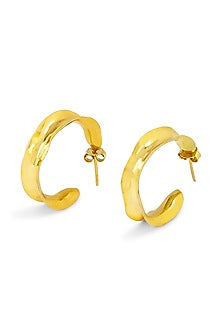Gold Plated Handcrafted Hoop Earrings In Sterling Silver