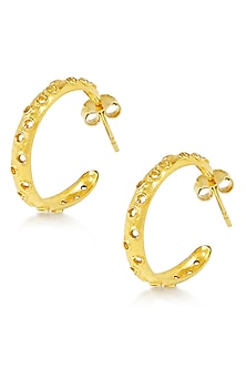 Gold Plated Handcrafted Hoop Earrings In Sterling Silver