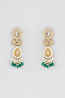 Gold Finish Yellow Kundan Polki & Semi-Precious Stone Necklace Set