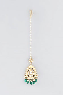 Gold Finish Yellow Kundan Polki & Semi-Precious Stone Necklace Set