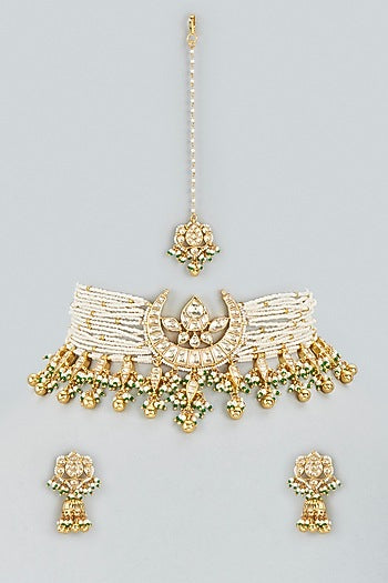 Gold Plated Semi-Precious Stone Choker Necklace Set