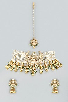 Gold Plated Semi-Precious Stone Choker Necklace Set