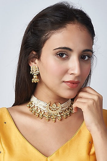 Gold Plated Semi-Precious Stone Choker Necklace Set