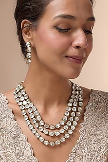 Gold Finish Faux Polki Necklace Set