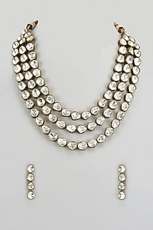 Gold Finish Faux Polki Necklace Set
