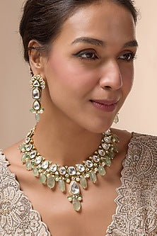 Gold Finish Faux Polki Necklace Set