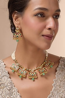 Gold Plated Kundan Polki & Jadau Necklace Set