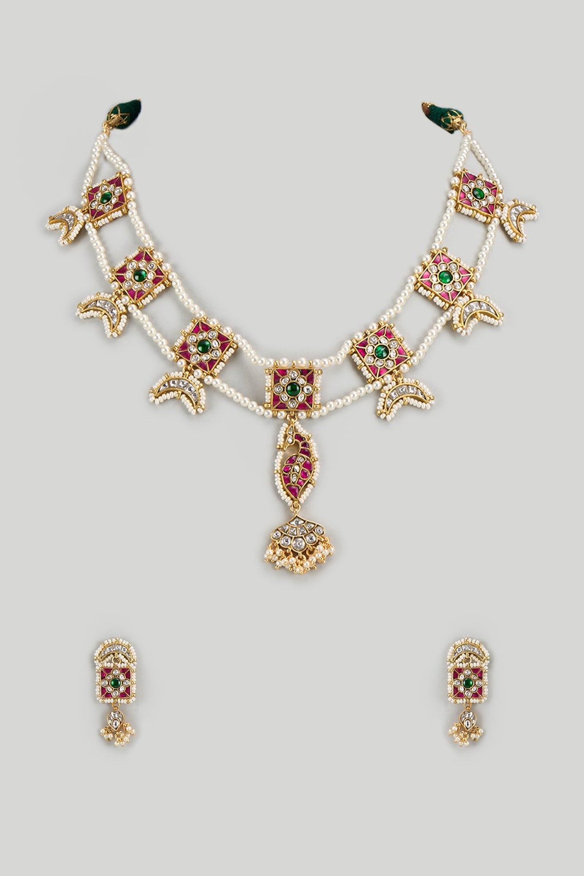 Gold Plated Semi-Precious Beaded & Pearl Necklace Set