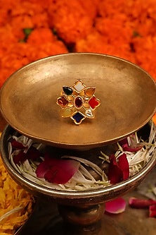 Gold Finish Jadau Kundan Polki Ring
