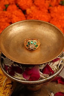 Gold Finish Jadau Kundan Polki Ring
