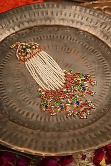 Gold Plated Uncut Polki & Beaded Jadau Passa