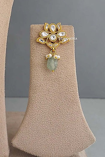 Gold Plated Uncut Polki & Beaded Jadau Choker Necklace Set