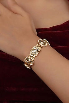 Gold Finish Jadau Kundan Polki Bracelet