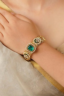 Gold Finish Jadau Kundan Polki Bracelet