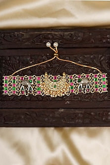 Gold Finish Jadau Kundan Polki Bracelet