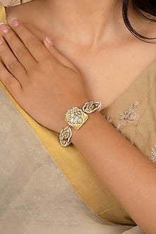 Gold Finish Jadau Kundan Polki Bracelet