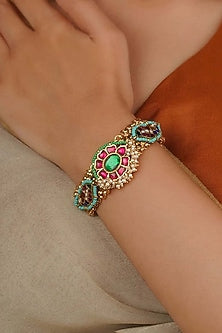 Gold Finish Jadau Kundan Polki Bracelet