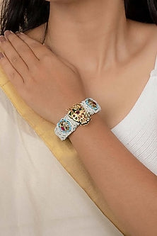 Gold Finish Jadau Kundan Polki Bracelet