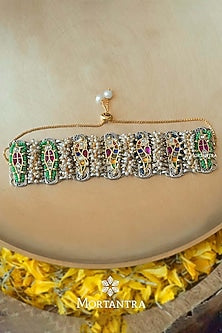 Gold Finish Jadau Kundan Polki Bracelet