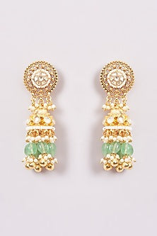 Gold Finish Green Kundan Polki & Jadau Necklace Set