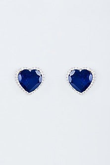 Blue Zircon Handcrafted Heart Doublet Stud Earrings